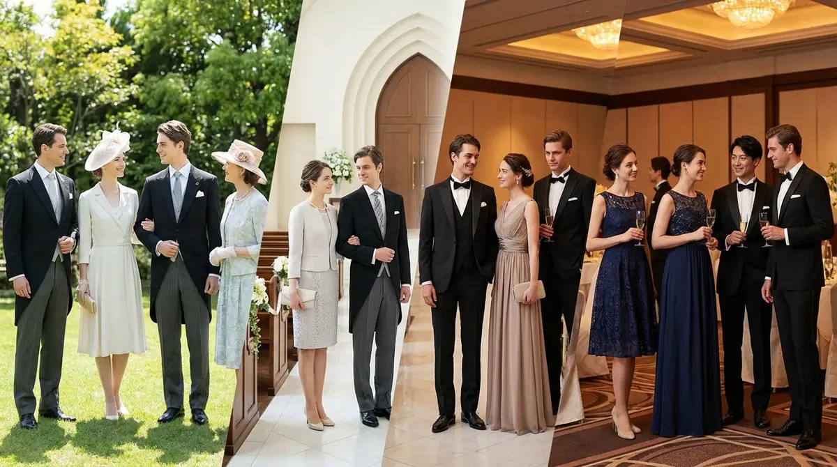 【会場・時間帯別】結婚式の服装マナーとドレスコードの違い